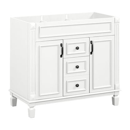 Meuble-lavabo moderne de 91 cm (36 pouces) pour salle de bain avec lavabo intégré et armoire à miroir, 2 portes et 2 tiroirs.