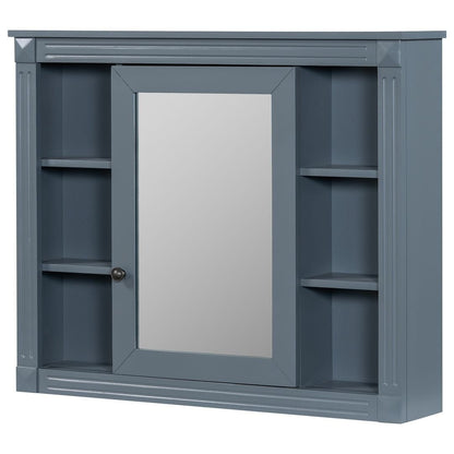 Meuble-lavabo moderne de 91 cm (36 pouces) pour salle de bain avec lavabo intégré et armoire à miroir, 2 portes et 2 tiroirs.