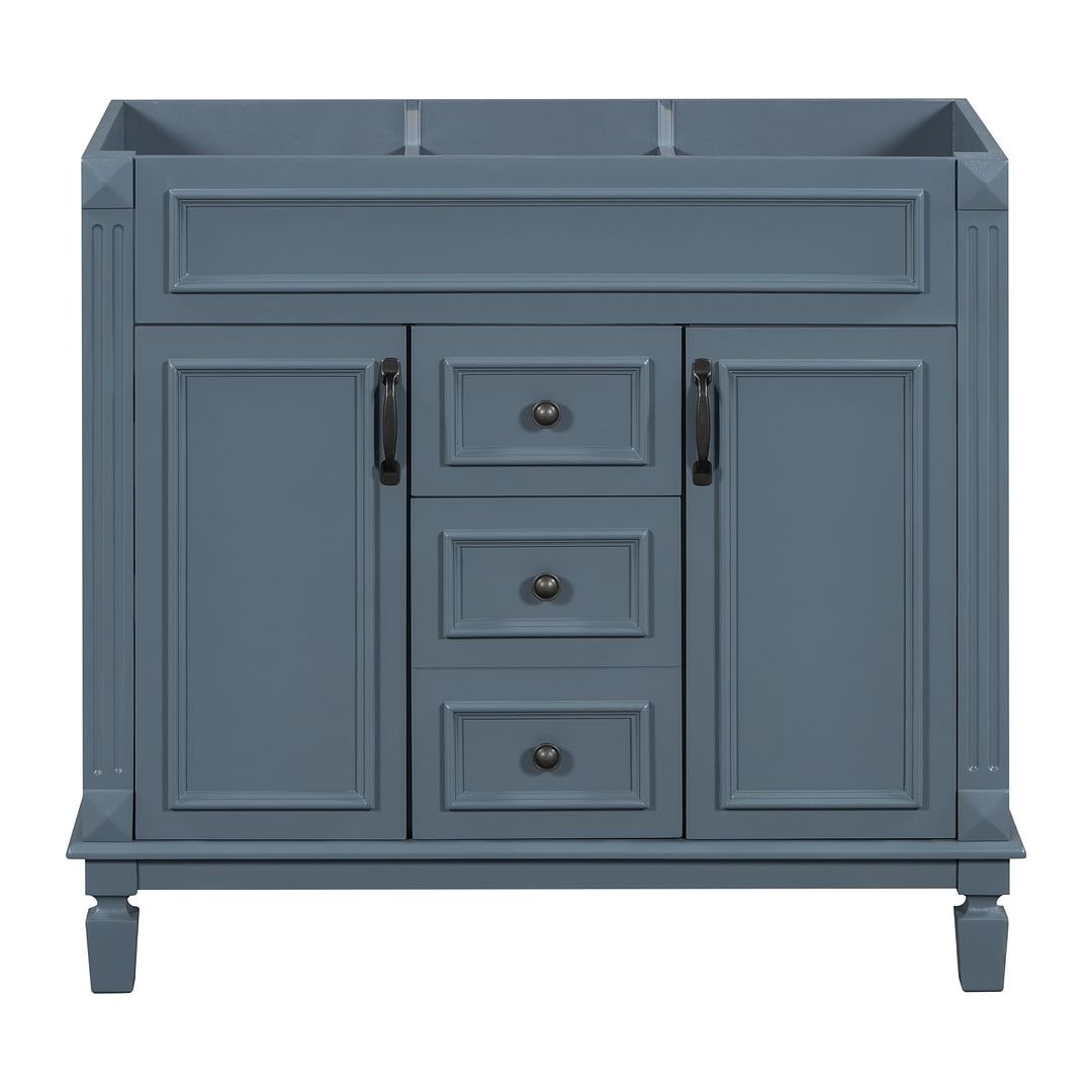 Meuble-lavabo moderne de 91 cm (36 pouces) pour salle de bain avec lavabo intégré et armoire à miroir, 2 portes et 2 tiroirs.