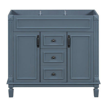 Meuble-lavabo moderne de 91 cm (36 pouces) pour salle de bain avec lavabo intégré et armoire à miroir, 2 portes et 2 tiroirs.