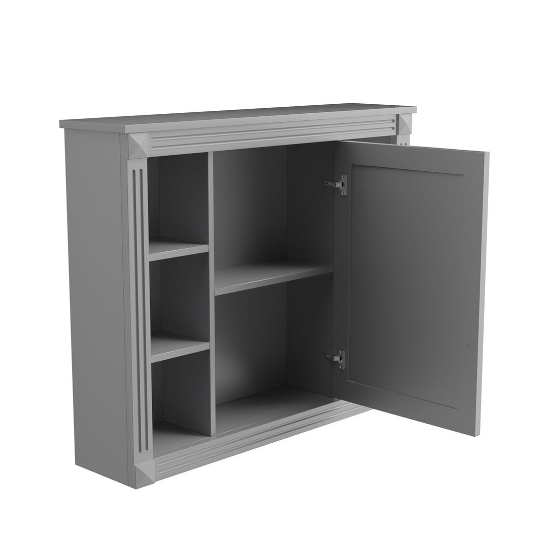 Meuble-lavabo moderne de 91 cm (36 pouces) pour salle de bain avec lavabo intégré et armoire à miroir, 2 portes et 2 tiroirs.