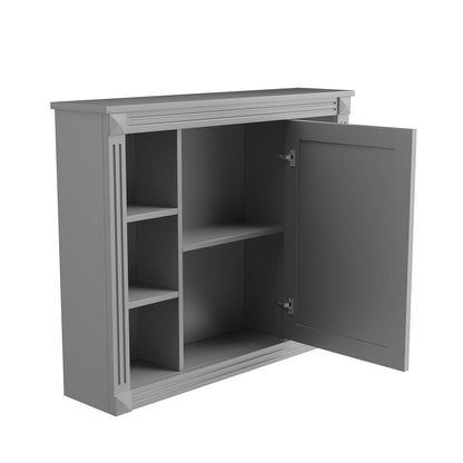 Meuble-lavabo moderne de 91 cm (36 pouces) pour salle de bain avec lavabo intégré et armoire à miroir, 2 portes et 2 tiroirs.