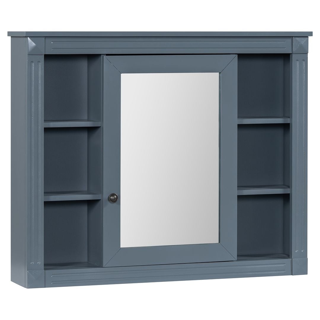 Meuble-lavabo moderne de 91 cm (36 pouces) pour salle de bain avec lavabo intégré et armoire à miroir, 2 portes et 2 tiroirs.