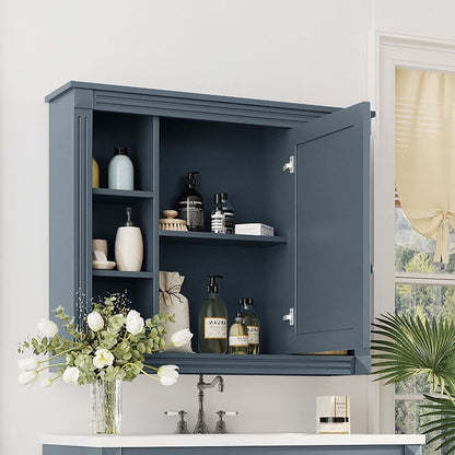 Meuble-lavabo moderne de 91 cm (36 pouces) pour salle de bain avec lavabo intégré et armoire à miroir, 2 portes et 2 tiroirs.