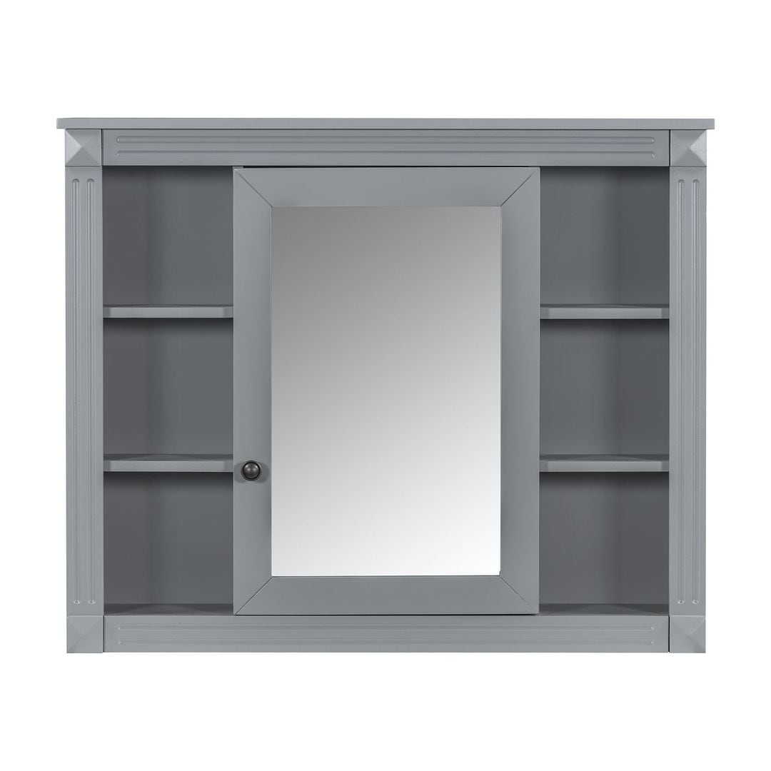 Meuble-lavabo moderne de 91 cm (36 pouces) pour salle de bain avec lavabo intégré et armoire à miroir, 2 portes et 2 tiroirs.