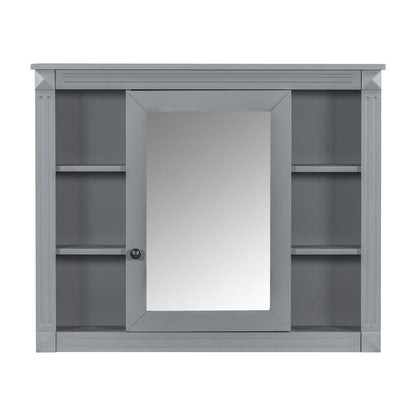 Meuble-lavabo moderne de 91 cm (36 pouces) pour salle de bain avec lavabo intégré et armoire à miroir, 2 portes et 2 tiroirs.