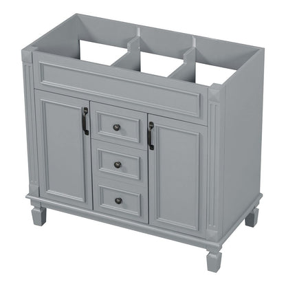 Meuble-lavabo moderne de 91 cm (36 pouces) pour salle de bain avec lavabo intégré et armoire à miroir, 2 portes et 2 tiroirs.