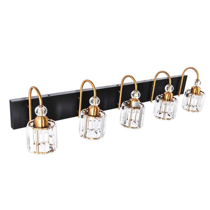 Chrome/ Noir/ Or Moderne Murale pour Salle de Bain et Toilettes, Lustre à Cristaux pour Miroir, Luminaire de Toilette, Eclairage de Vanité