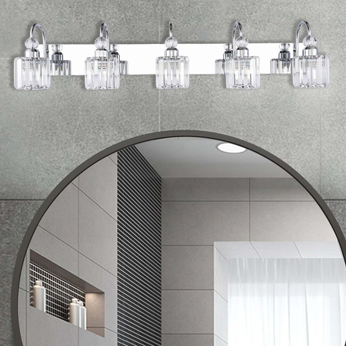 Chrome/ Noir/ Or Moderne Murale pour Salle de Bain et Toilettes, Lustre à Cristaux pour Miroir, Luminaire de Toilette, Eclairage de Vanité