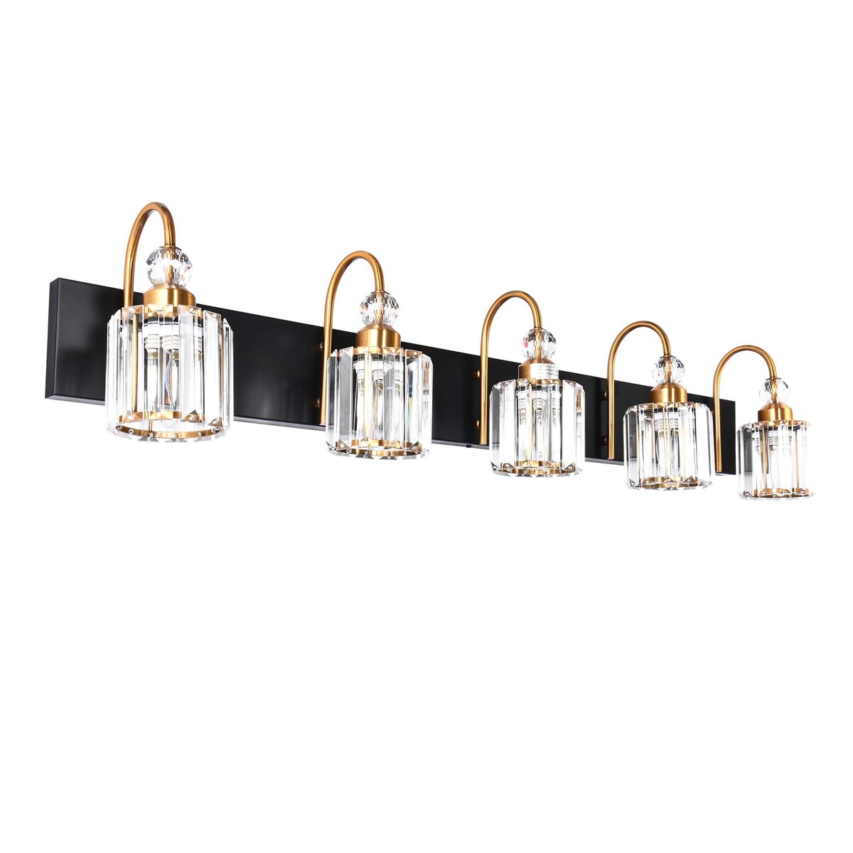 Chrome/ Noir/ Or Moderne Murale pour Salle de Bain et Toilettes, Lustre à Cristaux pour Miroir, Luminaire de Toilette, Eclairage de Vanité