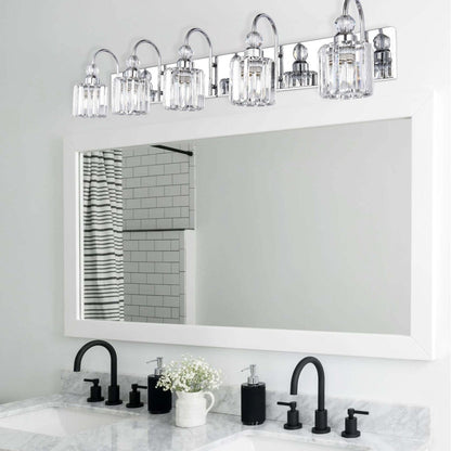 Chrome/ Noir/ Or Moderne Murale pour Salle de Bain et Toilettes, Lustre à Cristaux pour Miroir, Luminaire de Toilette, Eclairage de Vanité