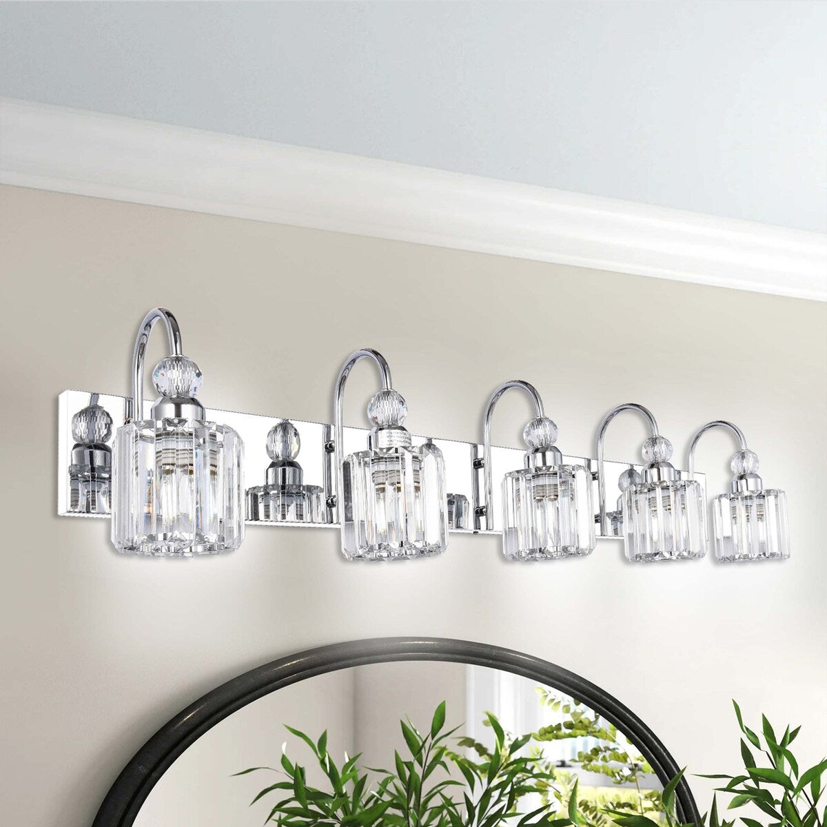 Chrome/ Noir/ Or Moderne Murale pour Salle de Bain et Toilettes, Lustre à Cristaux pour Miroir, Luminaire de Toilette, Eclairage de Vanité