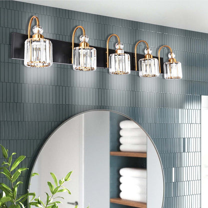 Chrome/ Noir/ Or Moderne Murale pour Salle de Bain et Toilettes, Lustre à Cristaux pour Miroir, Luminaire de Toilette, Eclairage de Vanité