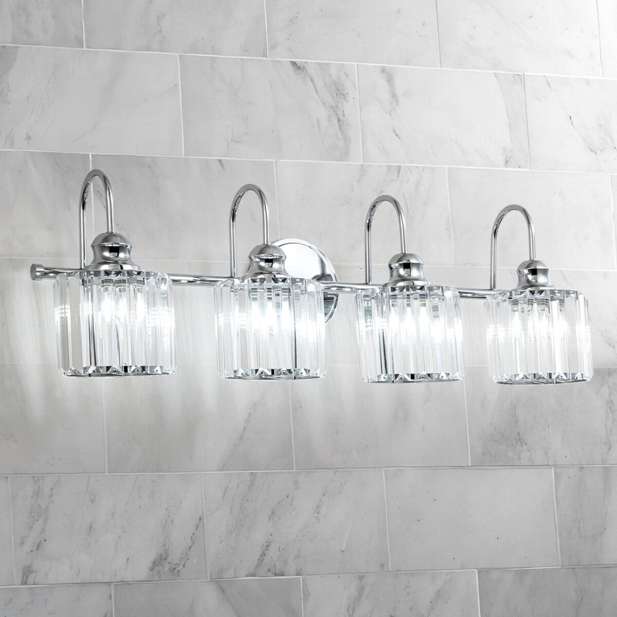 Chrome/ Noir/ Or Moderne Murale pour Salle de Bain et Toilettes, Lustre à Cristaux pour Miroir, Luminaire de Toilette, Eclairage de Vanité