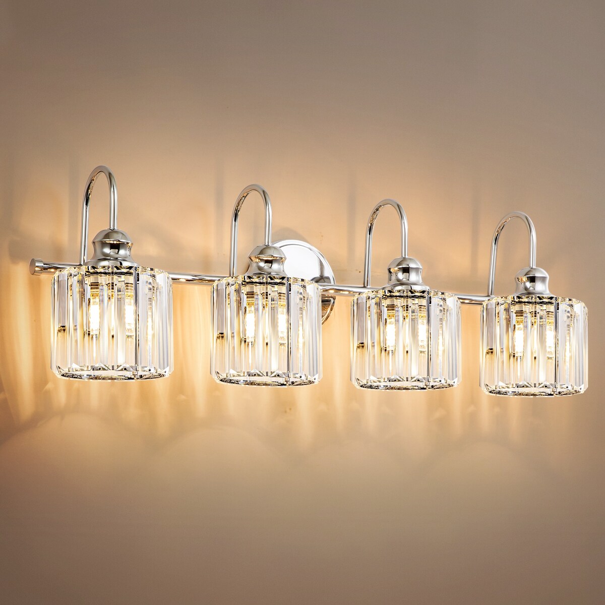 Chrome/ Noir/ Or Moderne Murale pour Salle de Bain et Toilettes, Lustre à Cristaux pour Miroir, Luminaire de Toilette, Eclairage de Vanité
