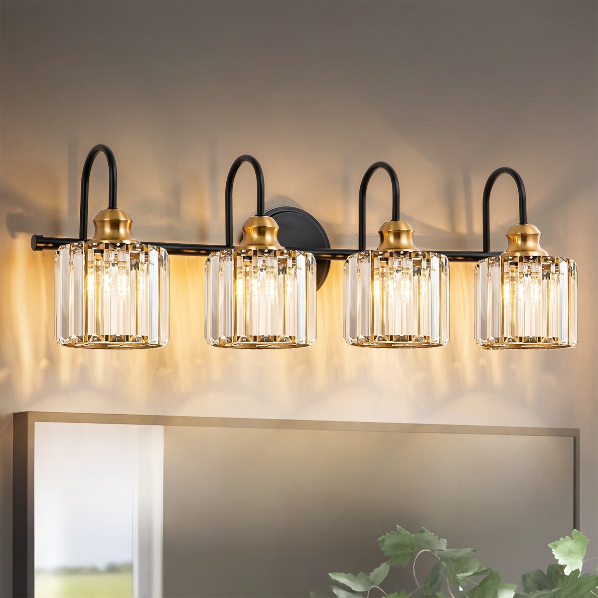 Chrome/ Noir/ Or Moderne Murale pour Salle de Bain et Toilettes, Lustre à Cristaux pour Miroir, Luminaire de Toilette, Eclairage de Vanité