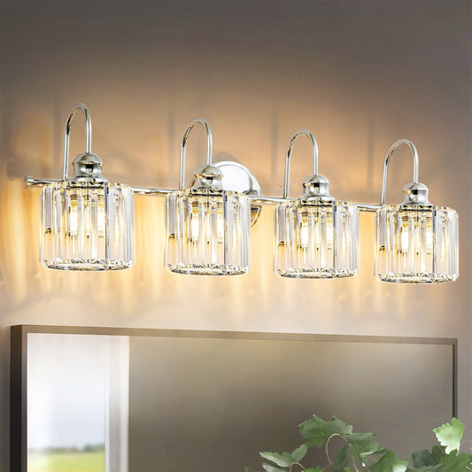 Chrome/ Noir/ Or Moderne Murale pour Salle de Bain et Toilettes, Lustre à Cristaux pour Miroir, Luminaire de Toilette, Eclairage de Vanité