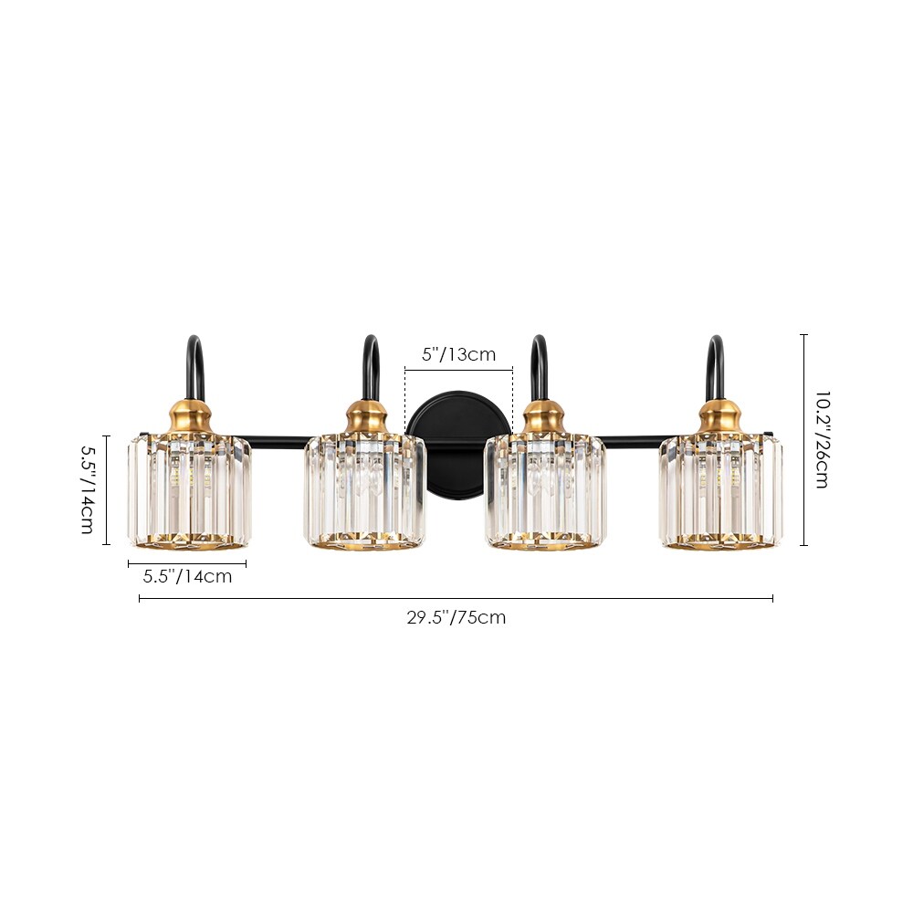 Chrome/ Noir/ Or Moderne Murale pour Salle de Bain et Toilettes, Lustre à Cristaux pour Miroir, Luminaire de Toilette, Eclairage de Vanité