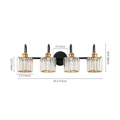 Chrome/ Noir/ Or Moderne Murale pour Salle de Bain et Toilettes, Lustre à Cristaux pour Miroir, Luminaire de Toilette, Eclairage de Vanité