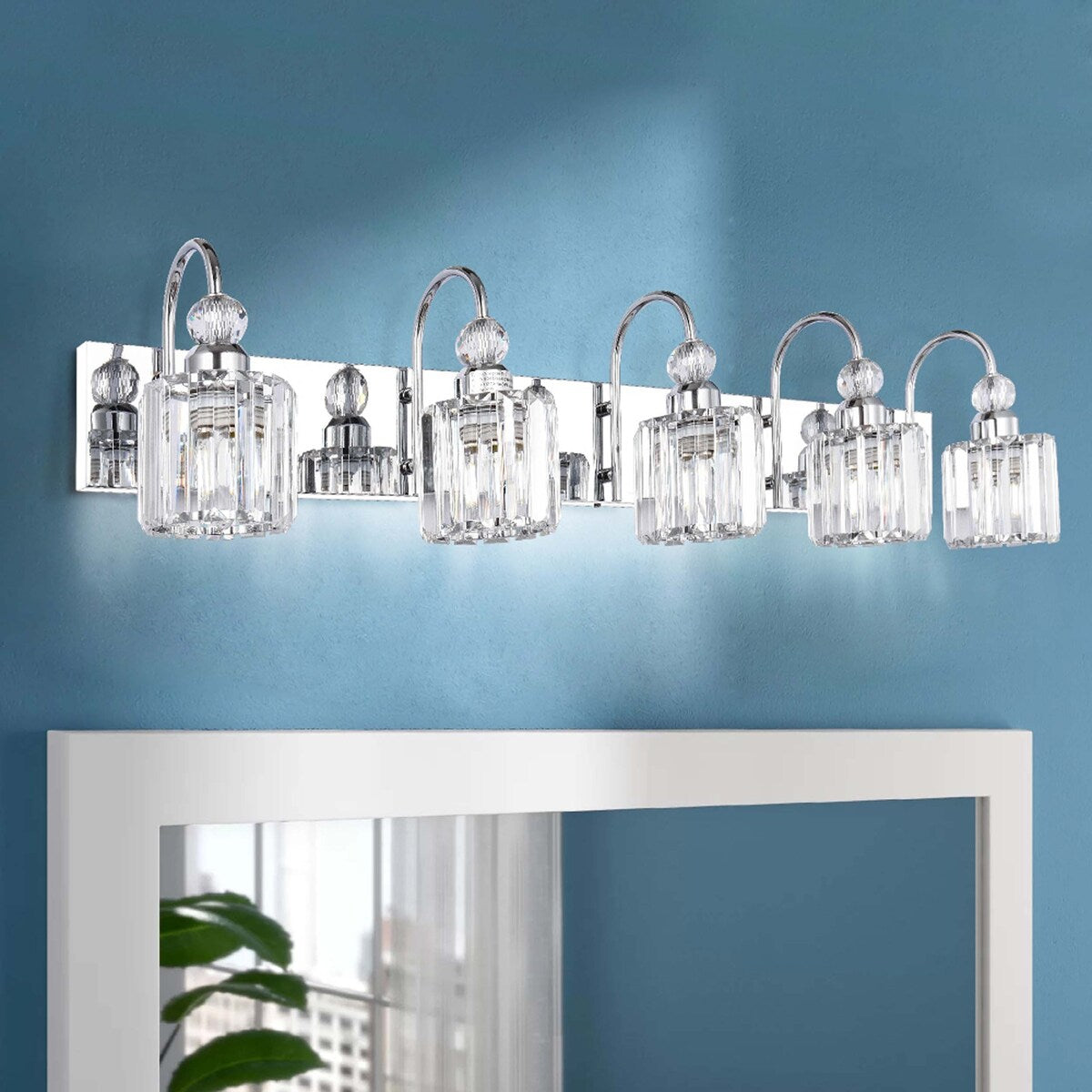 Chrome/ Noir/ Or Moderne Murale pour Salle de Bain et Toilettes, Lustre à Cristaux pour Miroir, Luminaire de Toilette, Eclairage de Vanité