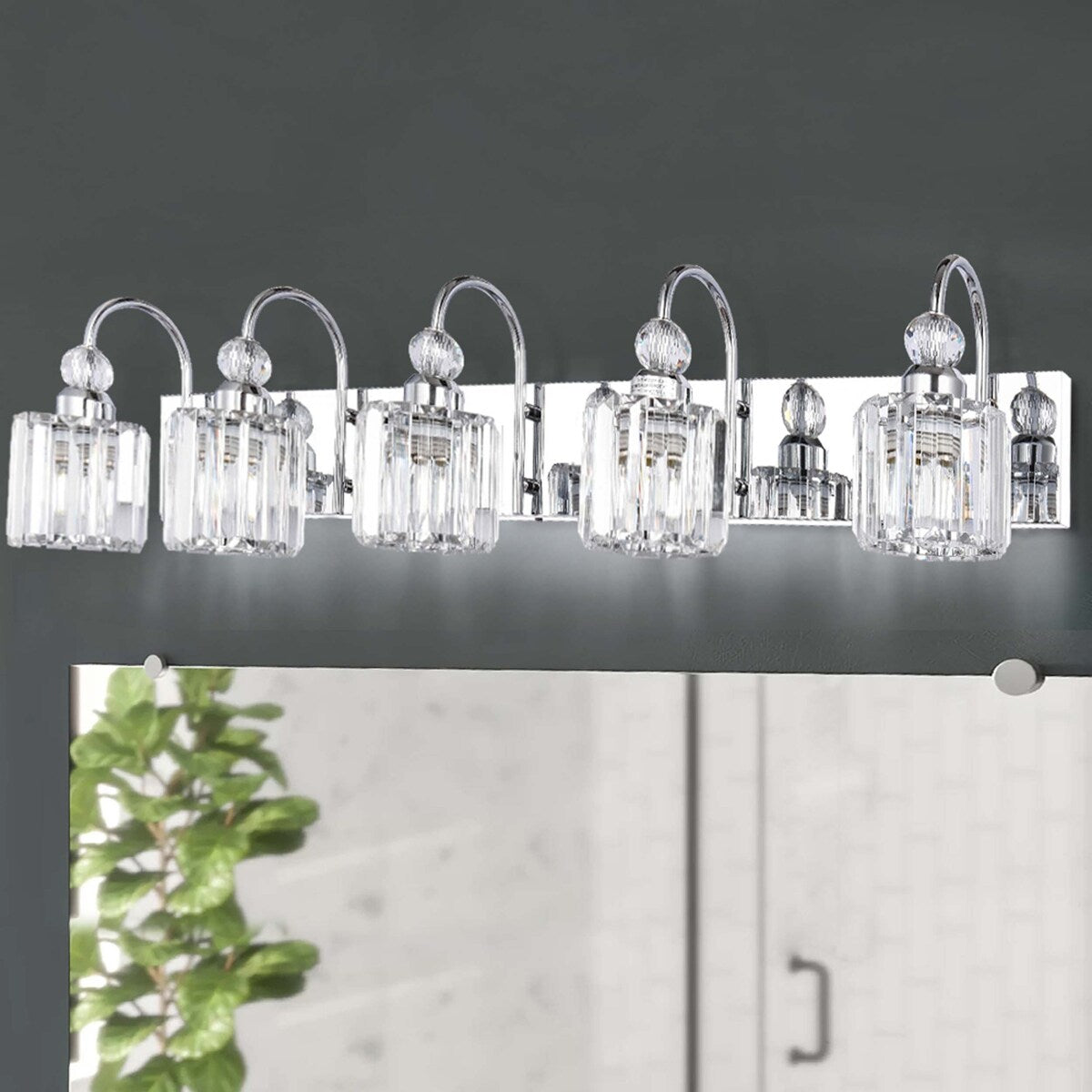 Chrome/ Noir/ Or Moderne Murale pour Salle de Bain et Toilettes, Lustre à Cristaux pour Miroir, Luminaire de Toilette, Eclairage de Vanité