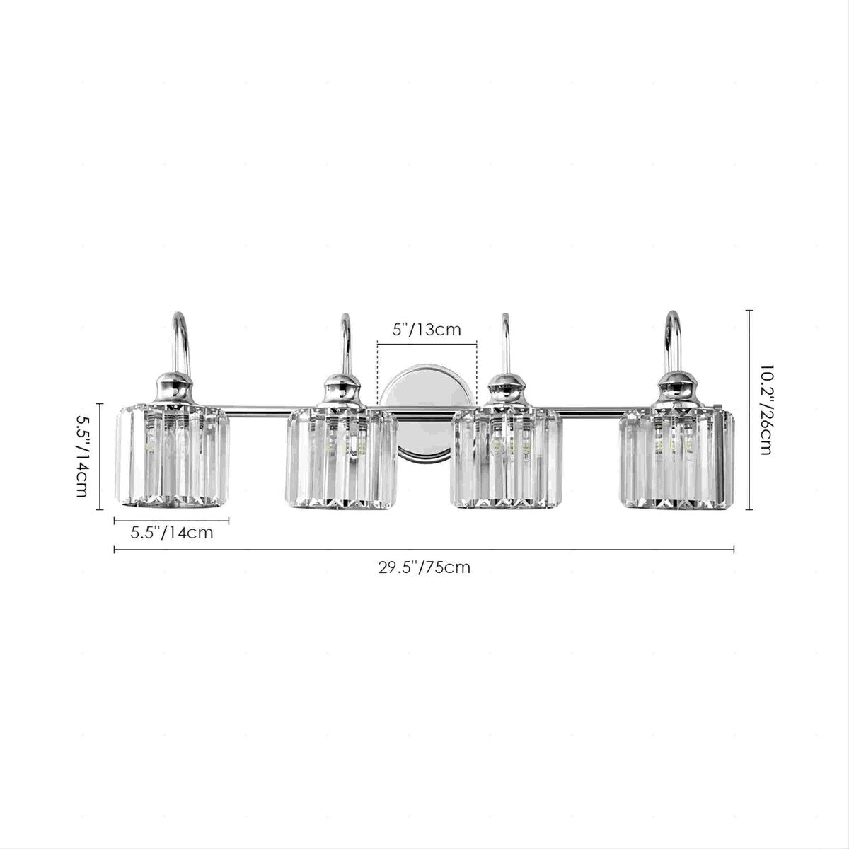 Chrome/ Noir/ Or Moderne Murale pour Salle de Bain et Toilettes, Lustre à Cristaux pour Miroir, Luminaire de Toilette, Eclairage de Vanité