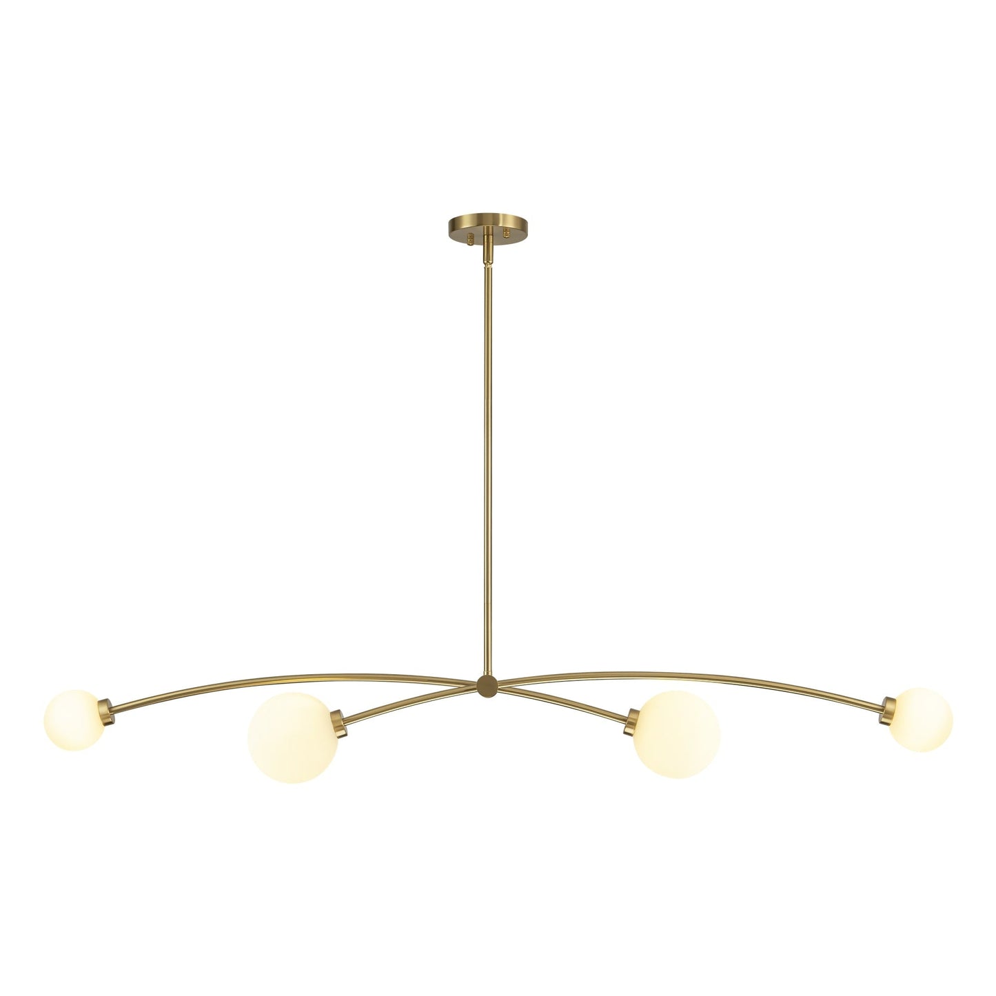 Suspension moderne simple en forme de sputnik à 4 lumières, couleur or, pour îlot de cuisine/salle à manger - 130,5 cm L x 28 cm P x 15 cm H