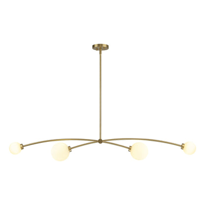 Suspension moderne simple en forme de sputnik à 4 lumières, couleur or, pour îlot de cuisine/salle à manger - 130,5 cm L x 28 cm P x 15 cm H