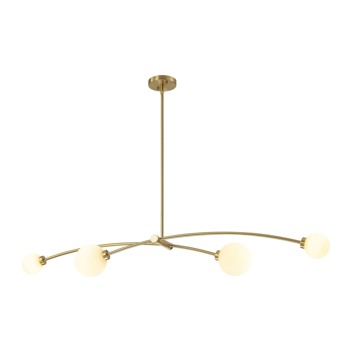Suspension moderne simple en forme de sputnik à 4 lumières, couleur or, pour îlot de cuisine/salle à manger - 130,5 cm L x 28 cm P x 15 cm H