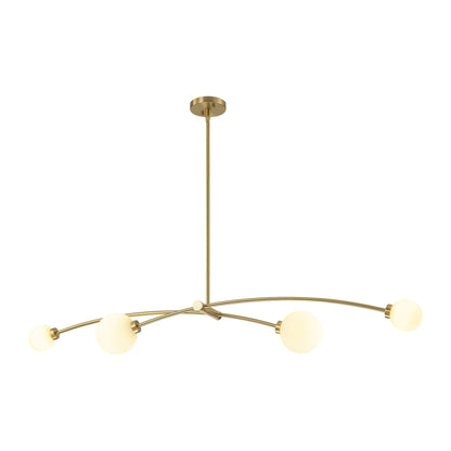 Suspension moderne simple en forme de sputnik à 4 lumières, couleur or, pour îlot de cuisine/salle à manger - 130,5 cm L x 28 cm P x 15 cm H