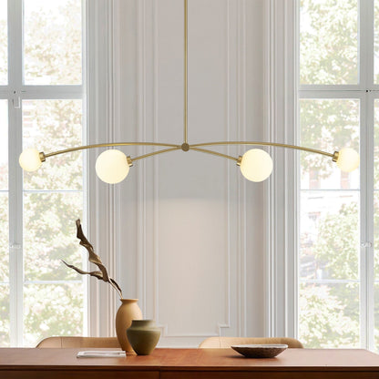 Suspension moderne simple en forme de sputnik à 4 lumières, couleur or, pour îlot de cuisine/salle à manger - 130,5 cm L x 28 cm P x 15 cm H