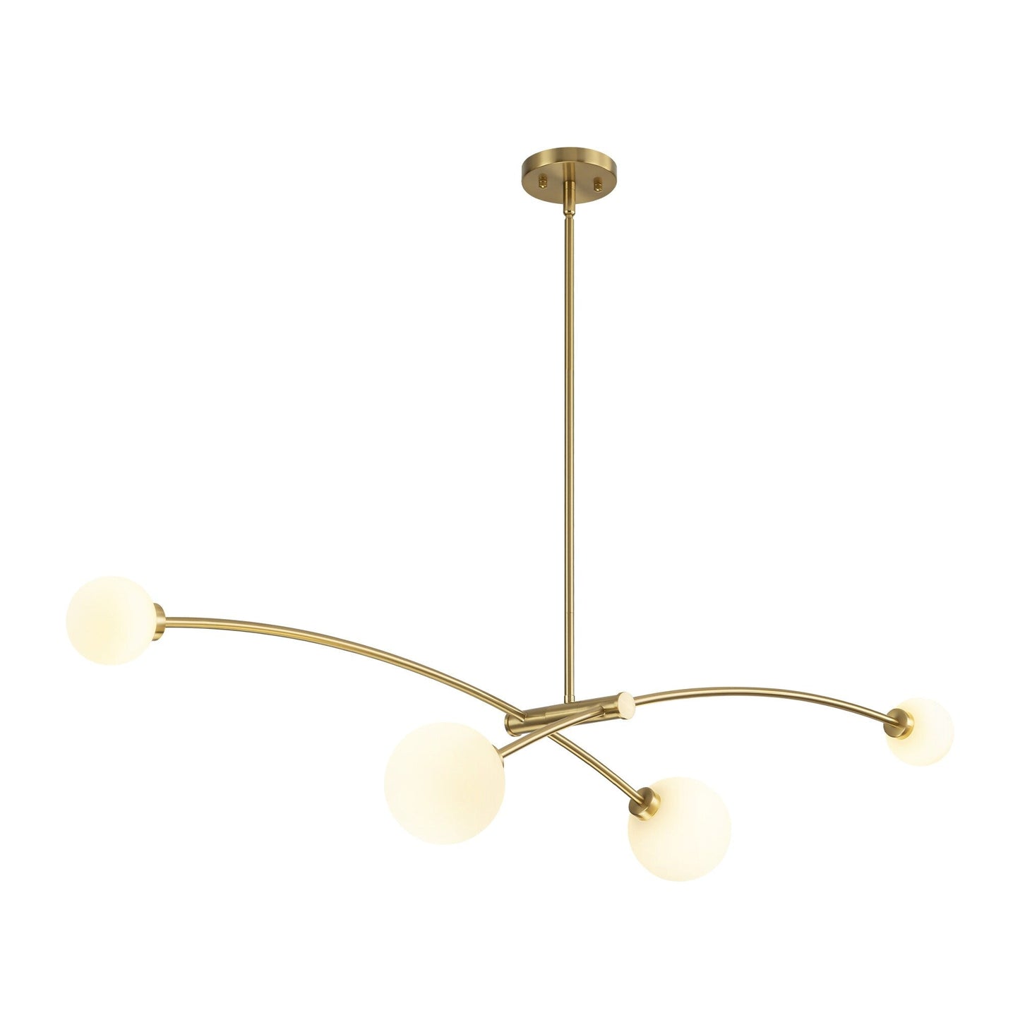 Suspension moderne simple en forme de sputnik à 4 lumières, couleur or, pour îlot de cuisine/salle à manger - 130,5 cm L x 28 cm P x 15 cm H