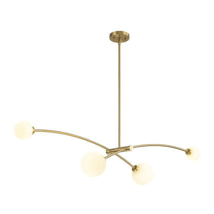 Suspension moderne simple en forme de sputnik à 4 lumières, couleur or, pour îlot de cuisine/salle à manger - 130,5 cm L x 28 cm P x 15 cm H