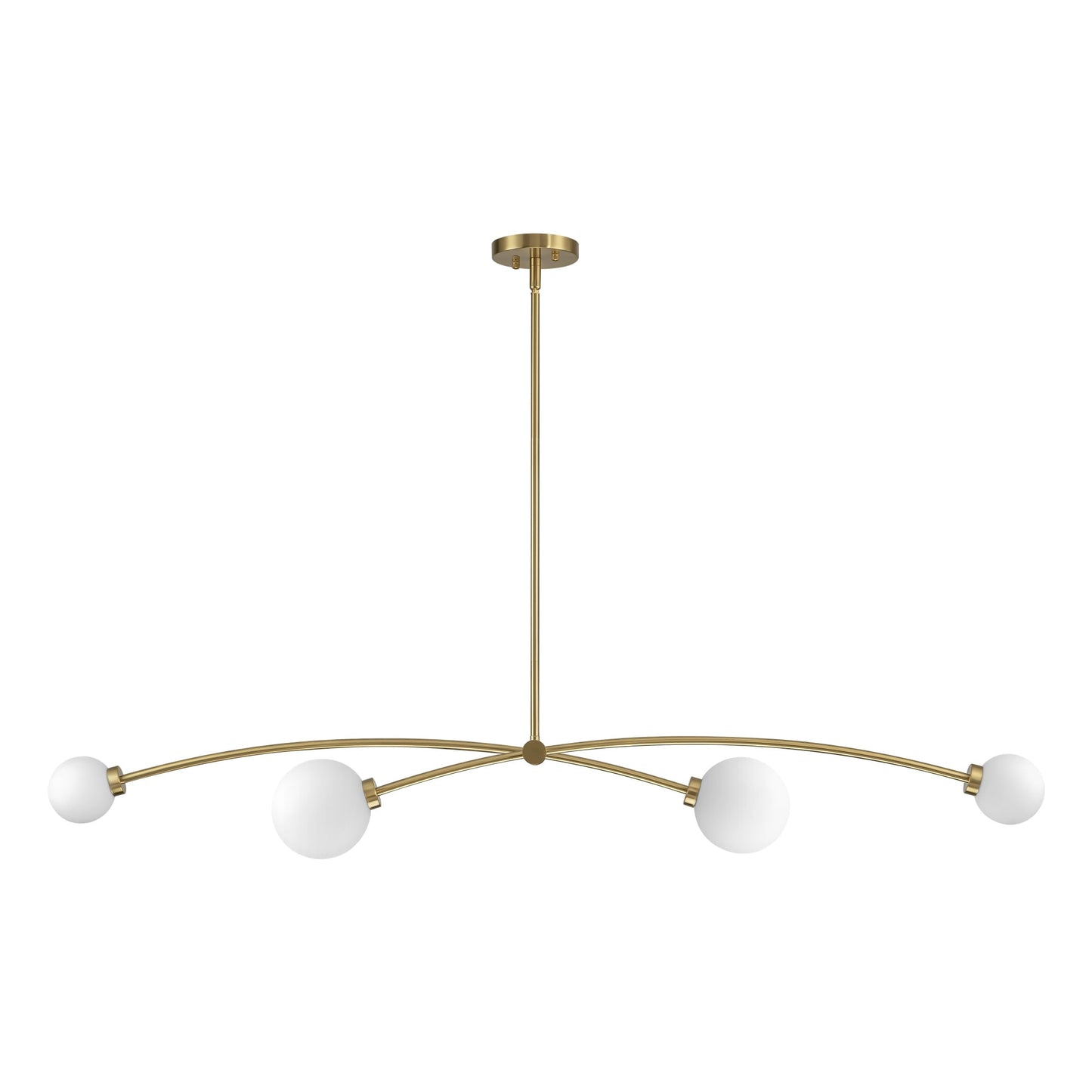 Suspension moderne simple en forme de sputnik à 4 lumières, couleur or, pour îlot de cuisine/salle à manger - 130,5 cm L x 28 cm P x 15 cm H