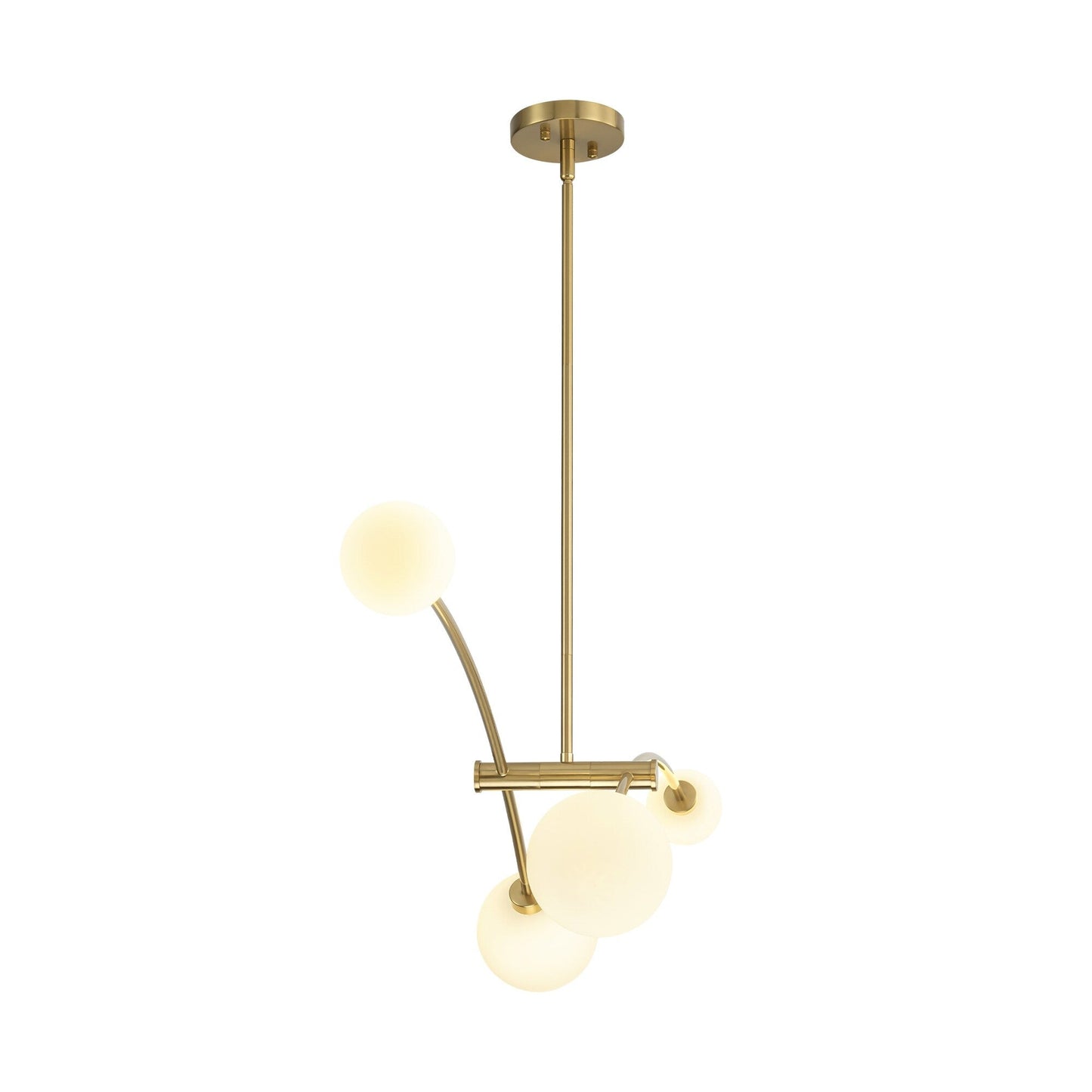 Suspension moderne simple en forme de sputnik à 4 lumières, couleur or, pour îlot de cuisine/salle à manger - 130,5 cm L x 28 cm P x 15 cm H