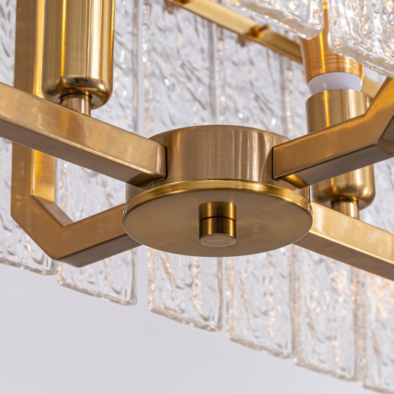 Luminaires suspendus rectangulaires modernes en cristal de 40 pouces, 16 lumières, dorés en laiton, pour salle à manger, salon, îlot de cuisine.