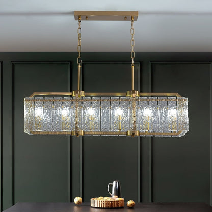 Luminaires suspendus rectangulaires modernes en cristal de 40 pouces, 16 lumières, dorés en laiton, pour salle à manger, salon, îlot de cuisine.