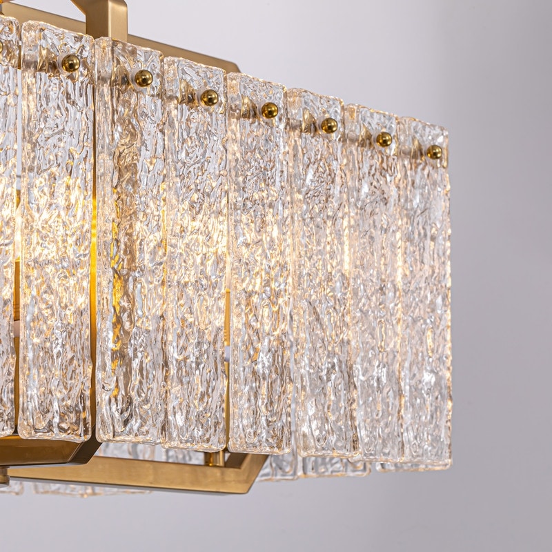 Luminaires suspendus rectangulaires modernes en cristal de 40 pouces, 16 lumières, dorés en laiton, pour salle à manger, salon, îlot de cuisine.