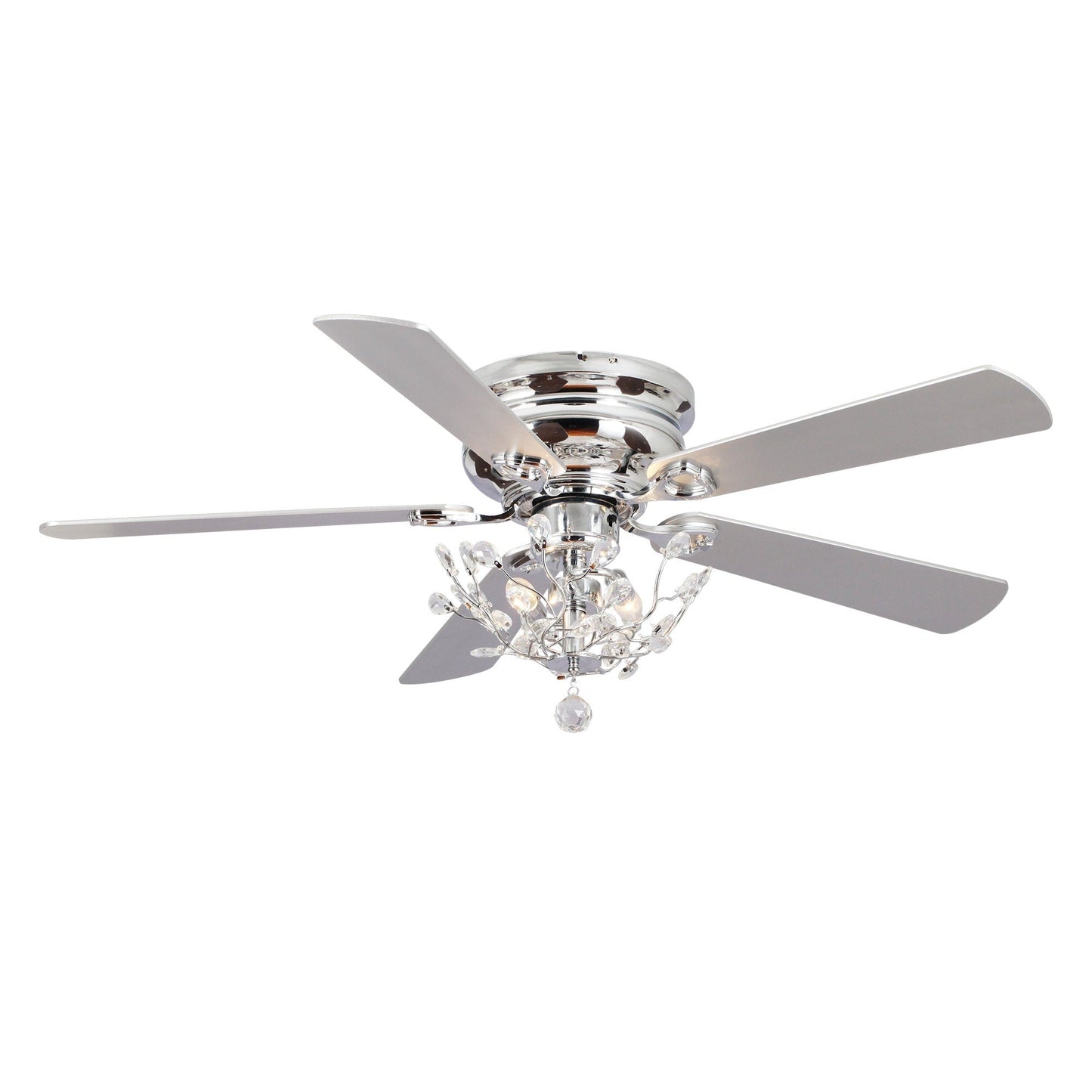 Ventilateur de plafond moderne à 5 pales réversibles, à montage encastré, avec télécommande, 48 pouces, en cristal.