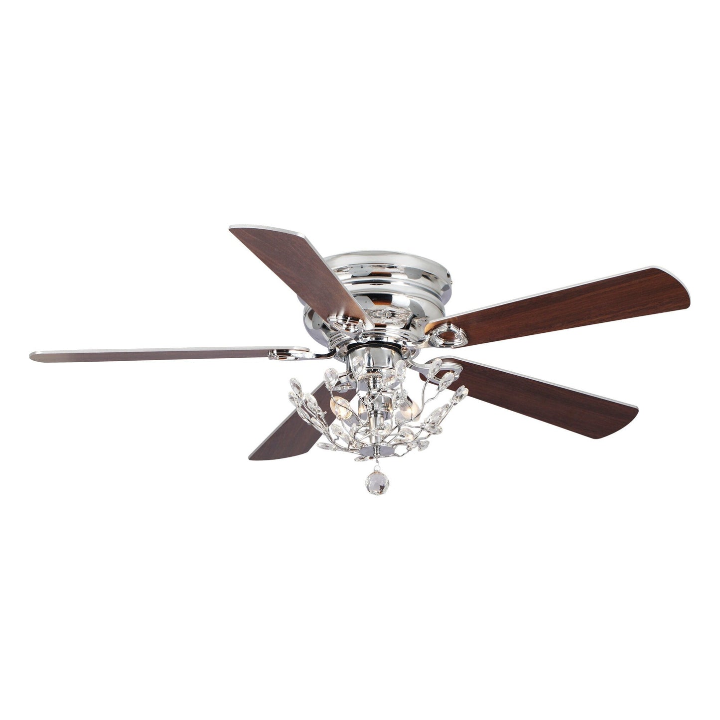 Ventilateur de plafond moderne à 5 pales réversibles, à montage encastré, avec télécommande, 48 pouces, en cristal.