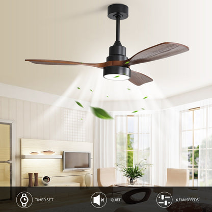 Ventilateur de plafond à LED intégré de 48 et 52 pouces avec lumière et télécommande, moteur à courant continu réversible.