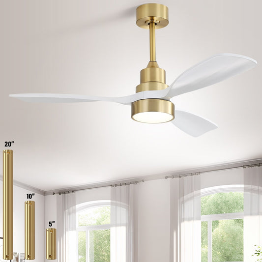 Ventilateur de plafond à LED intégré de 48 et 52 pouces avec lumière et télécommande, moteur à courant continu réversible.