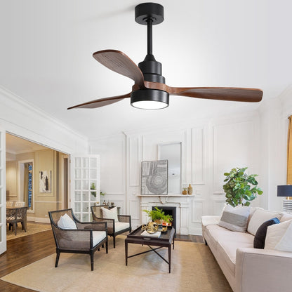 Ventilateur de plafond à LED intégré de 48 et 52 pouces avec lumière et télécommande, moteur à courant continu réversible.