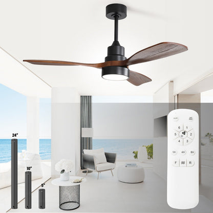 Ventilateur de plafond à LED intégré de 48 et 52 pouces avec lumière et télécommande, moteur à courant continu réversible.