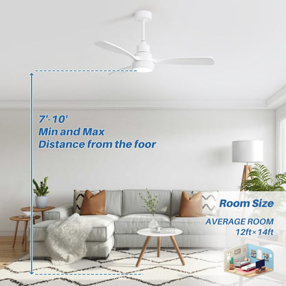 Ventilateur de plafond à LED intégré de 48 et 52 pouces avec lumière et télécommande, moteur à courant continu réversible.