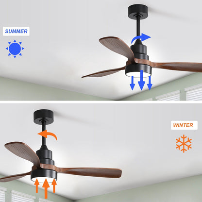 Ventilateur de plafond à LED intégré de 48 et 52 pouces avec lumière et télécommande, moteur à courant continu réversible.