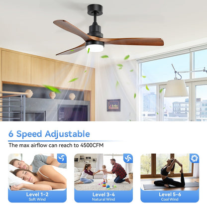 Ventilateur de plafond à LED intégré de 48 et 52 pouces avec lumière et télécommande, moteur à courant continu réversible.