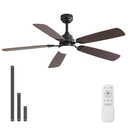 Ventilateur de plafond à LED intégré de 48 et 52 pouces avec lumière et télécommande, moteur à courant continu réversible.