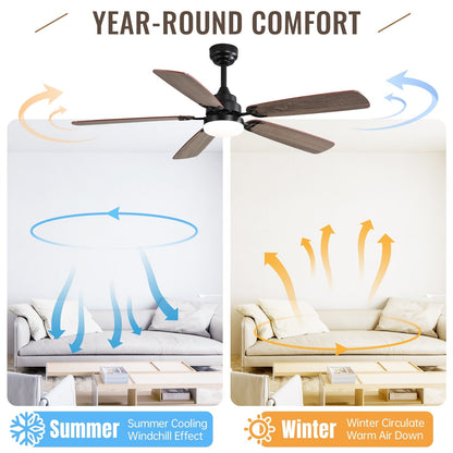 Ventilateur de plafond à LED intégré de 48 et 52 pouces avec lumière et télécommande, moteur à courant continu réversible.