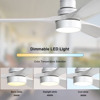 Ventilateur de plafond à LED intégré de 48 et 52 pouces avec lumière et télécommande, moteur à courant continu réversible.
